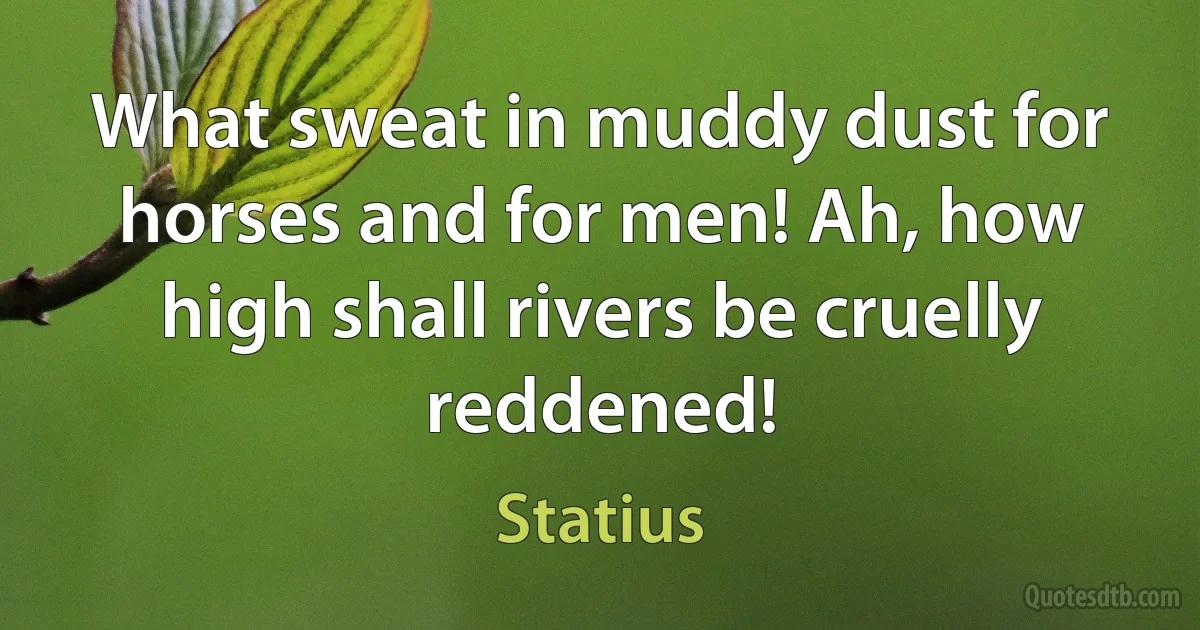 What sweat in muddy dust for horses and for men! Ah, how high shall rivers be cruelly reddened! (Statius)