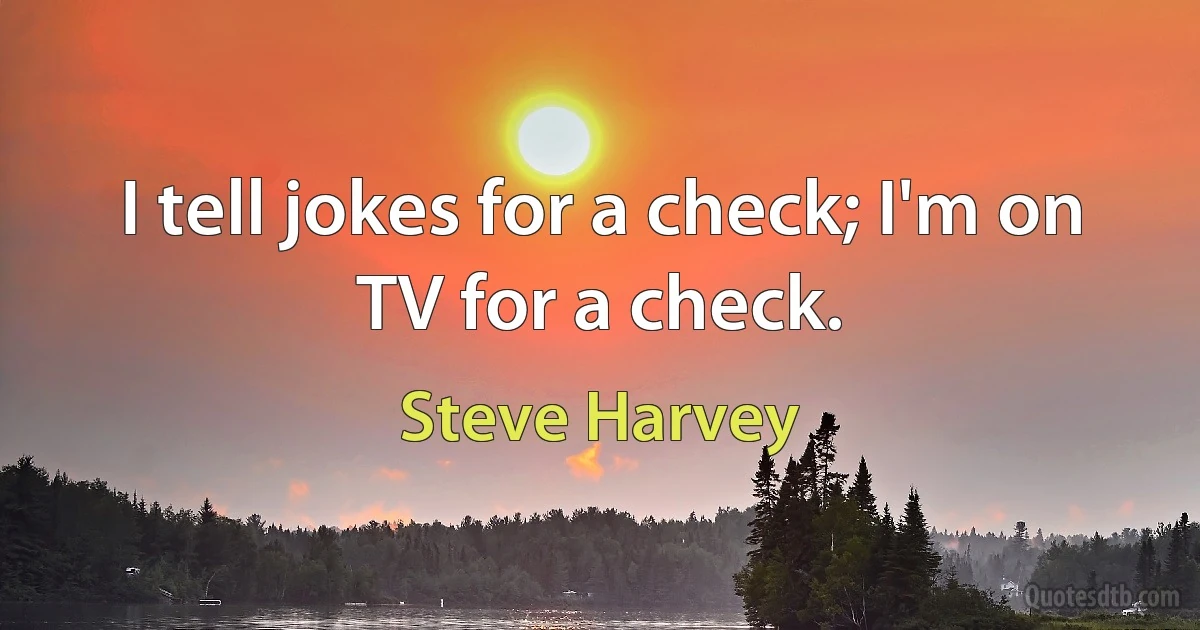 I tell jokes for a check; I'm on TV for a check. (Steve Harvey)