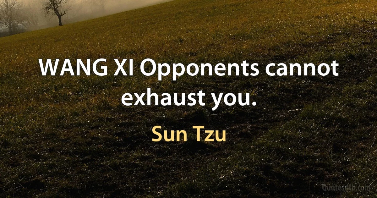 WANG XI Opponents cannot exhaust you. (Sun Tzu)