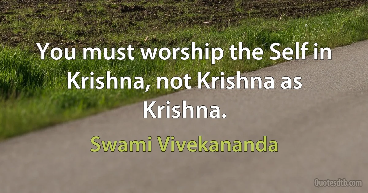 You must worship the Self in Krishna, not Krishna as Krishna. (Swami Vivekananda)