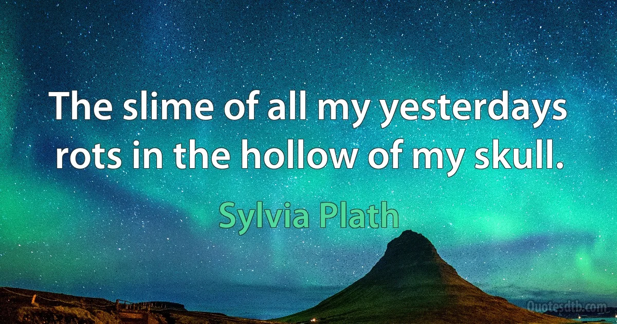 The slime of all my yesterdays rots in the hollow of my skull. (Sylvia Plath)