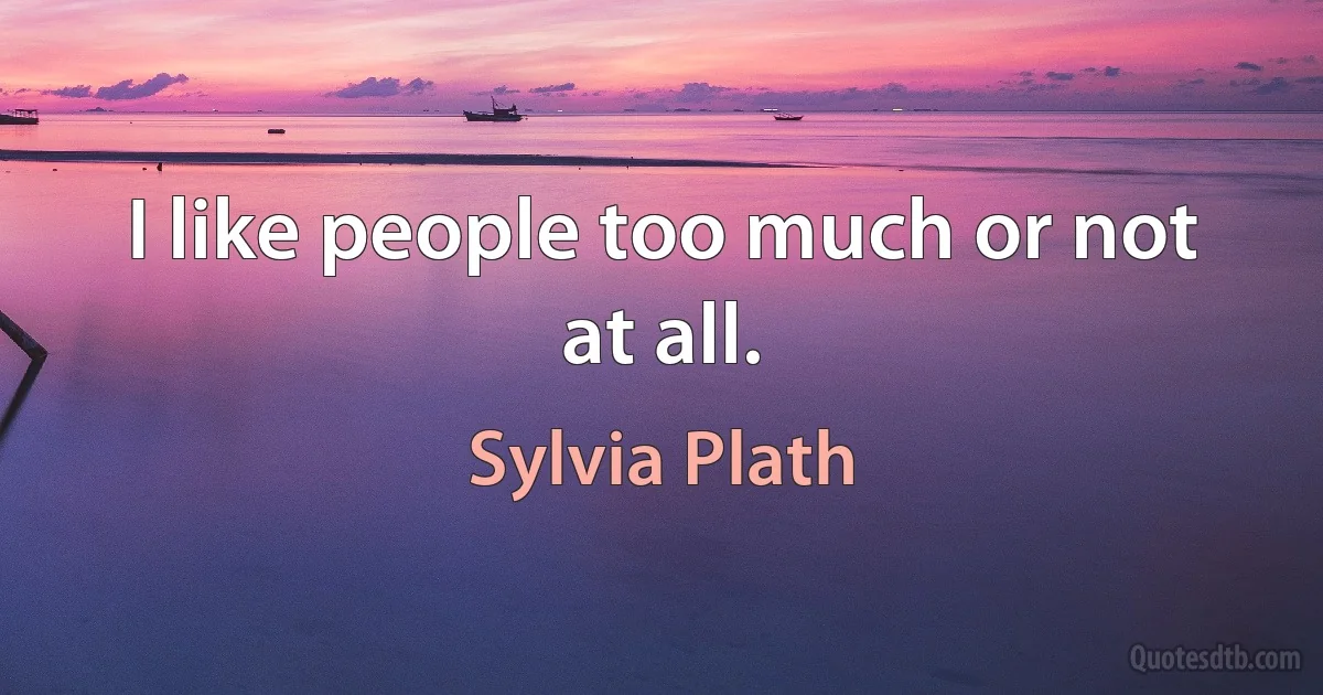 I like people too much or not at all. (Sylvia Plath)