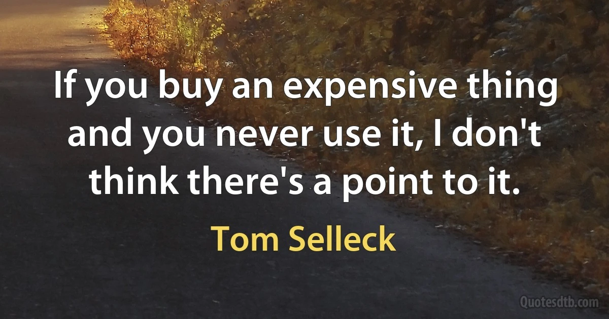 If you buy an expensive thing and you never use it, I don't think there's a point to it. (Tom Selleck)