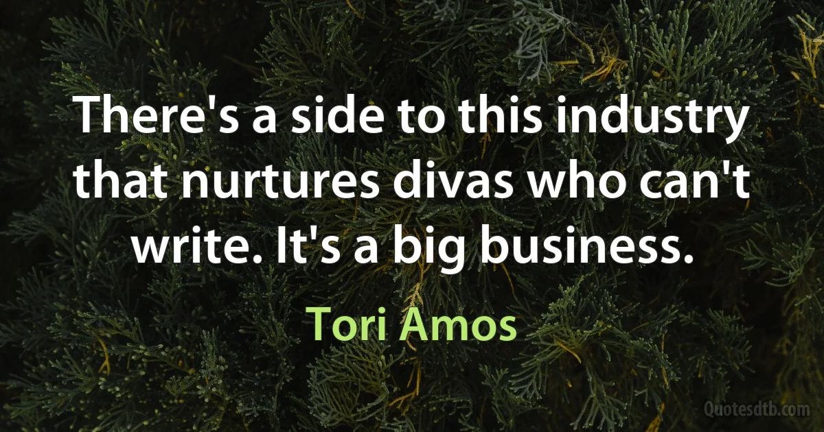 There's a side to this industry that nurtures divas who can't write. It's a big business. (Tori Amos)