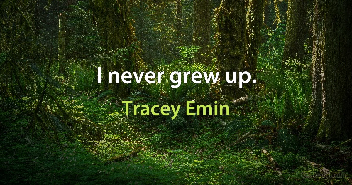 I never grew up. (Tracey Emin)