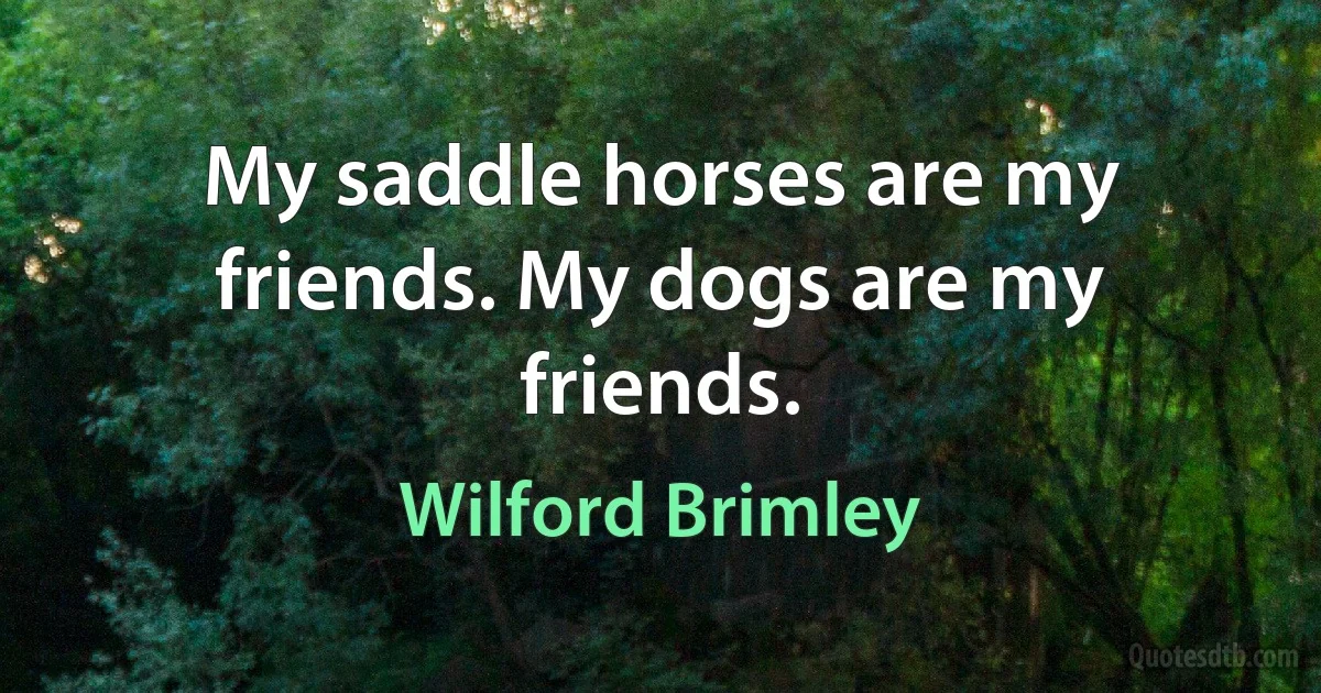 My saddle horses are my friends. My dogs are my friends. (Wilford Brimley)