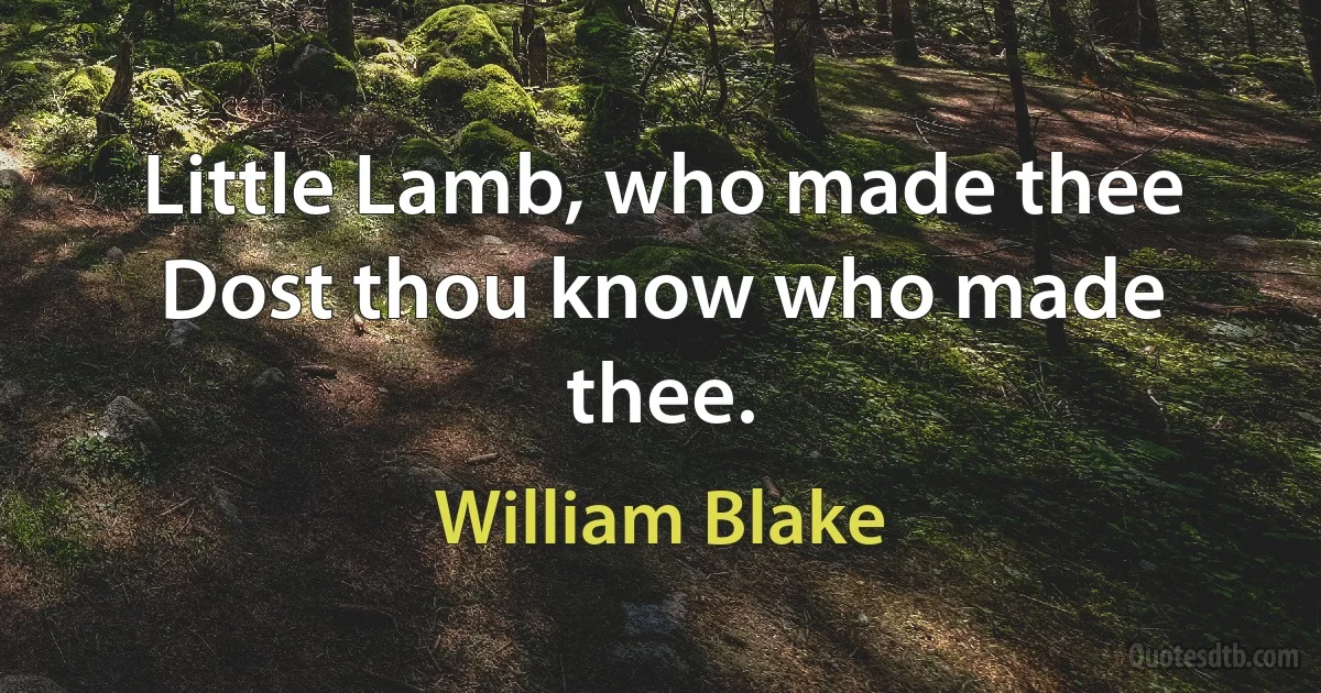 Little Lamb, who made thee Dost thou know who made thee. (William Blake)