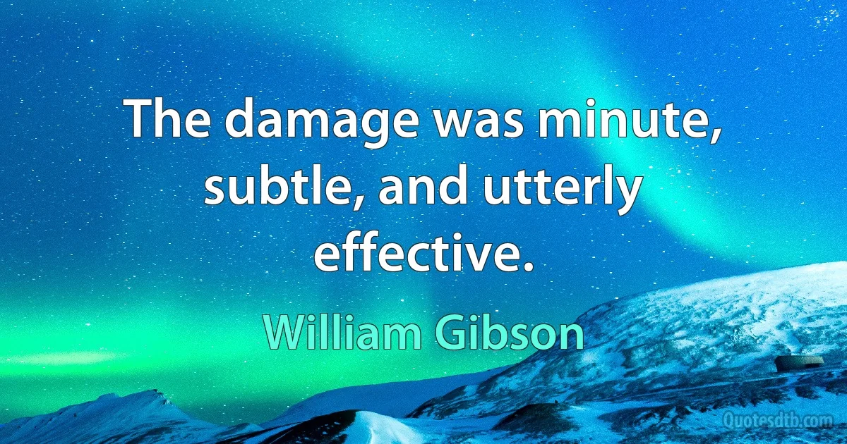 The damage was minute, subtle, and utterly effective. (William Gibson)