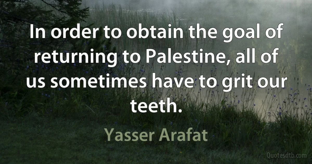 In order to obtain the goal of returning to Palestine, all of us sometimes have to grit our teeth. (Yasser Arafat)