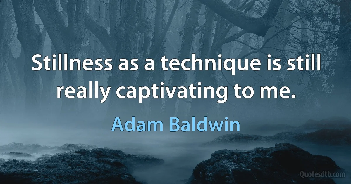 Stillness as a technique is still really captivating to me. (Adam Baldwin)