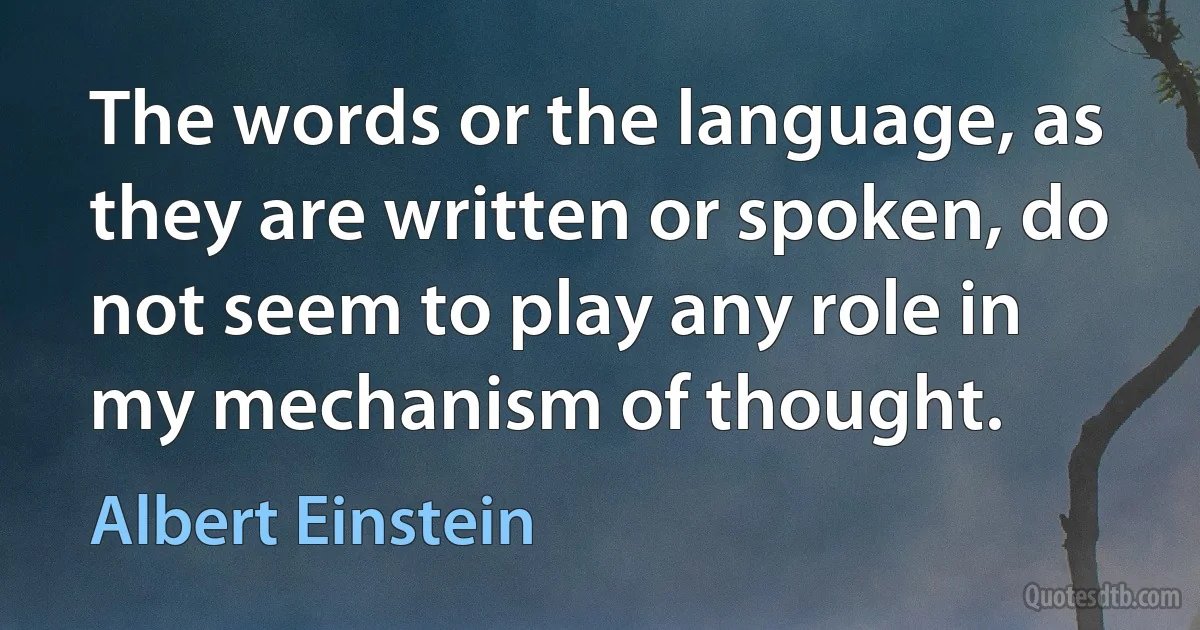 The words or the language, as they are written or spoken, do not seem to play any role in my mechanism of thought. (Albert Einstein)