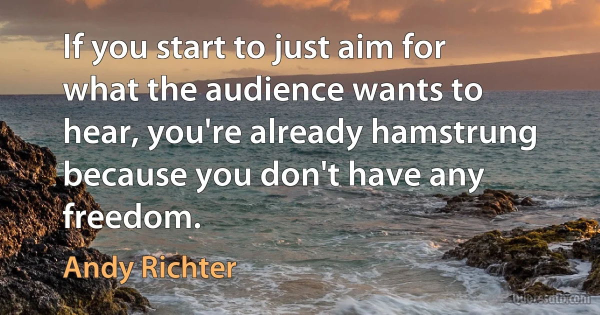 If you start to just aim for what the audience wants to hear, you're already hamstrung because you don't have any freedom. (Andy Richter)