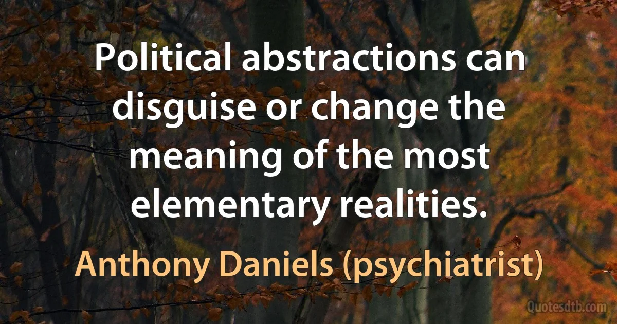 Political abstractions can disguise or change the meaning of the most elementary realities. (Anthony Daniels (psychiatrist))