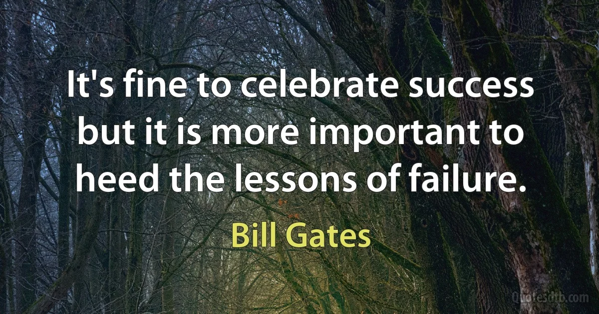 It's fine to celebrate success but it is more important to heed the lessons of failure. (Bill Gates)