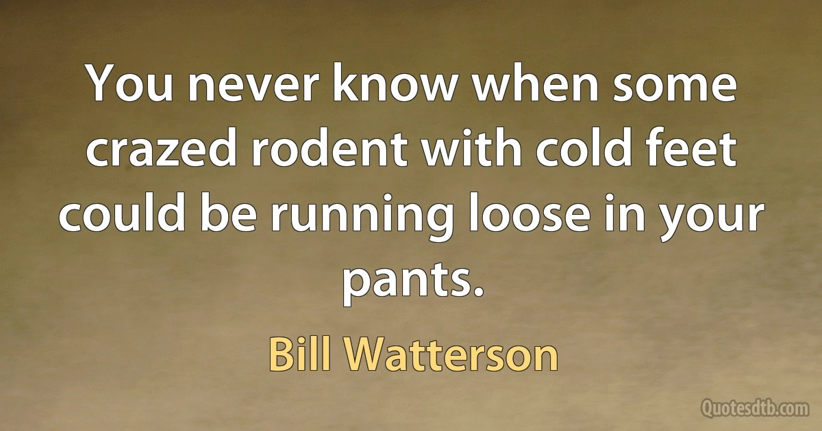 You never know when some crazed rodent with cold feet could be running loose in your pants. (Bill Watterson)