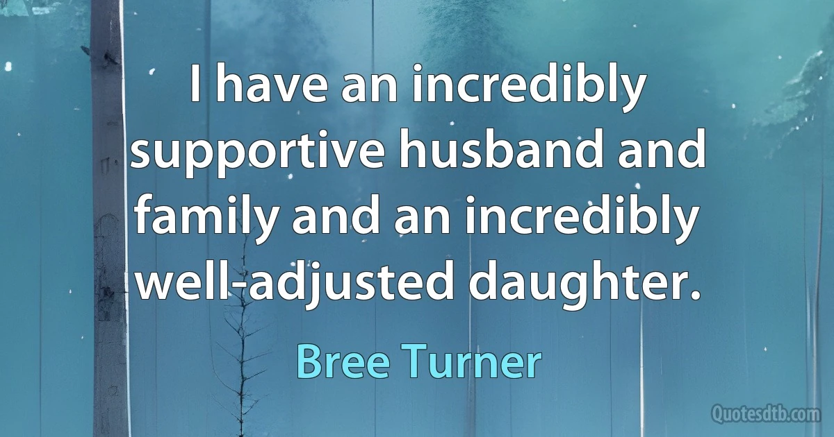 I have an incredibly supportive husband and family and an incredibly well-adjusted daughter. (Bree Turner)