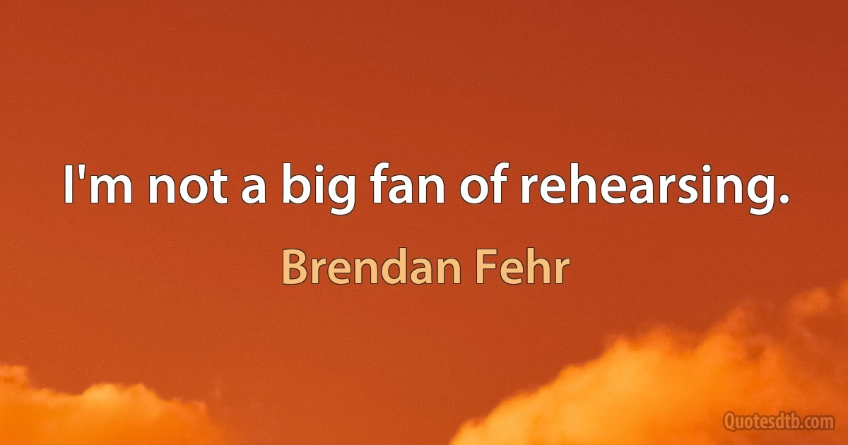 I'm not a big fan of rehearsing. (Brendan Fehr)