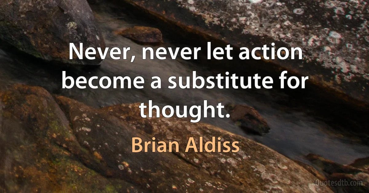 Never, never let action become a substitute for thought. (Brian Aldiss)