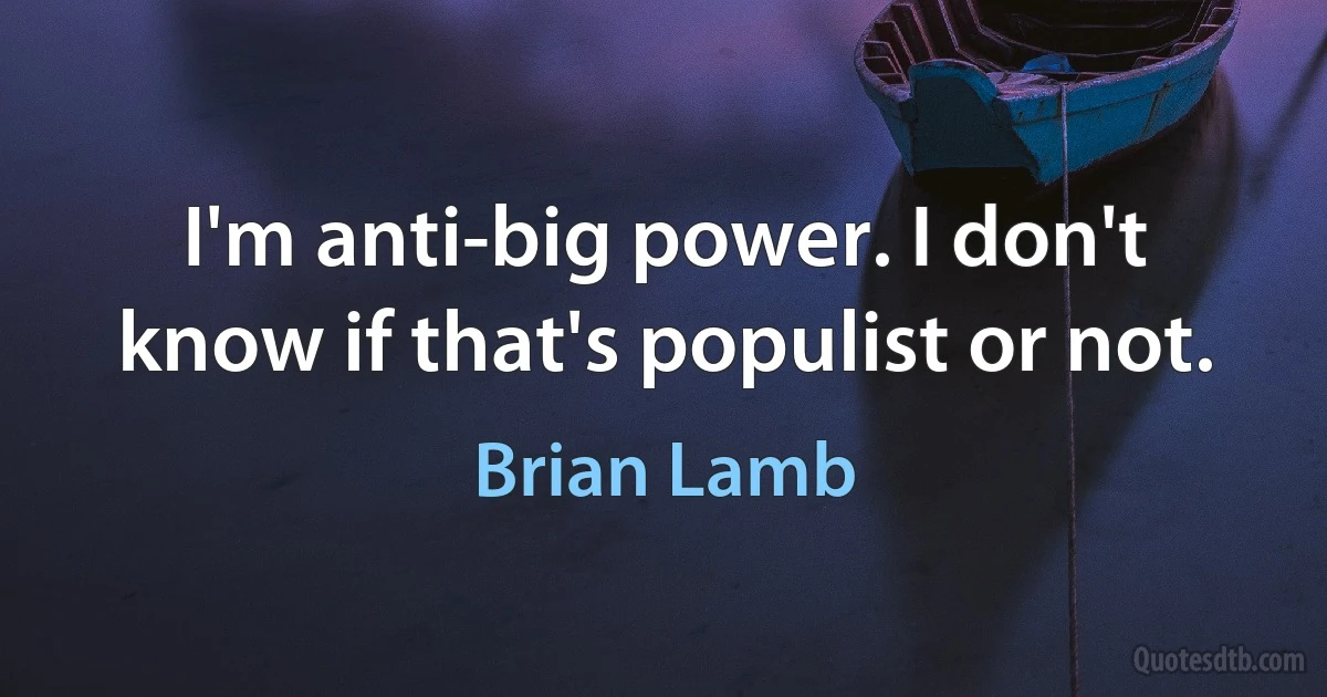 I'm anti-big power. I don't know if that's populist or not. (Brian Lamb)