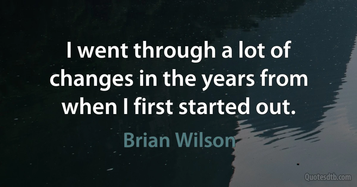 I went through a lot of changes in the years from when I first started out. (Brian Wilson)