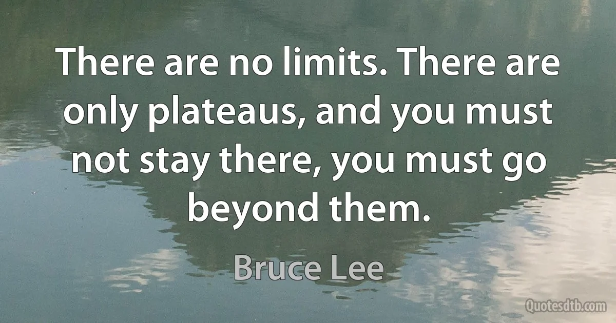 There are no limits. There are only plateaus, and you must not stay there, you must go beyond them. (Bruce Lee)