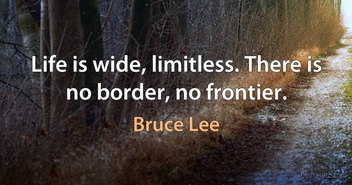 Life is wide, limitless. There is no border, no frontier. (Bruce Lee)