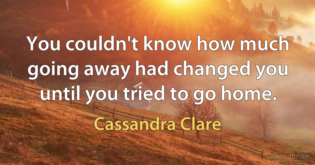 You couldn't know how much going away had changed you until you tried to go home. (Cassandra Clare)