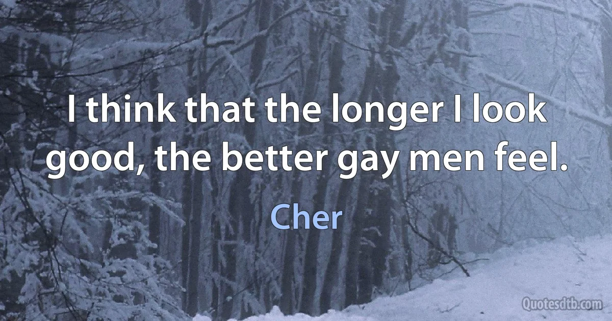 I think that the longer I look good, the better gay men feel. (Cher)