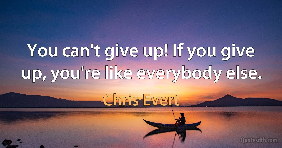 You can't give up! If you give up, you're like everybody else. (Chris Evert)