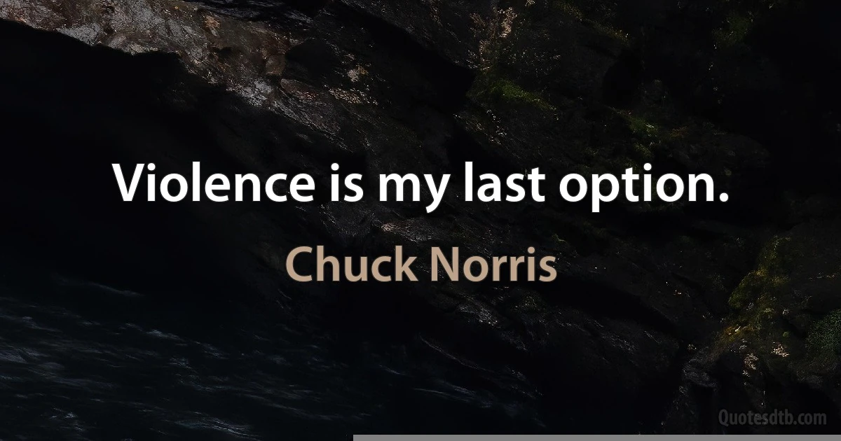 Violence is my last option. (Chuck Norris)