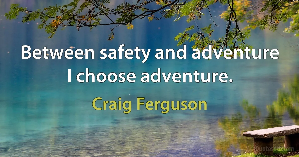 Between safety and adventure I choose adventure. (Craig Ferguson)