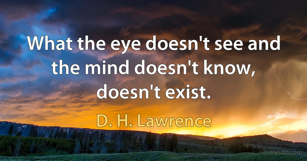 What the eye doesn't see and the mind doesn't know, doesn't exist. (D. H. Lawrence)