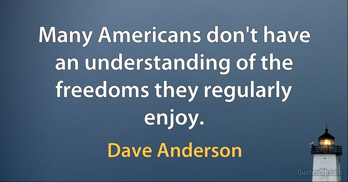 Many Americans don't have an understanding of the freedoms they regularly enjoy. (Dave Anderson)