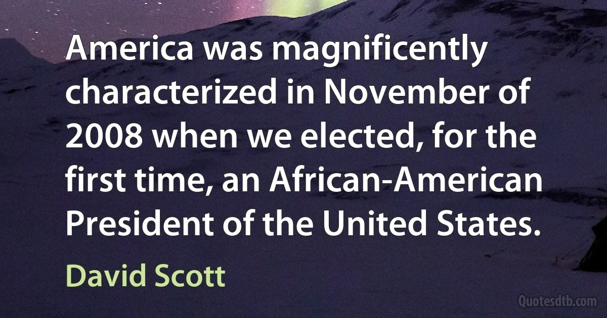 America was magnificently characterized in November of 2008 when we elected, for the first time, an African-American President of the United States. (David Scott)