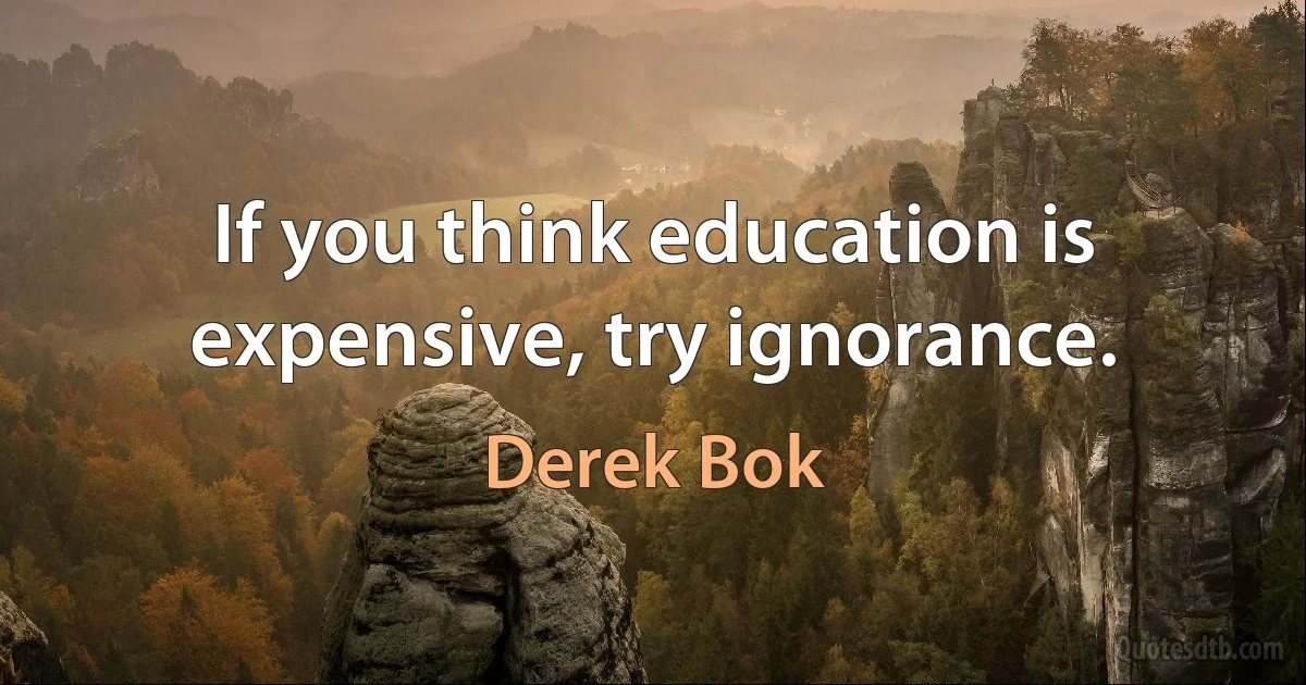 If you think education is expensive, try ignorance. (Derek Bok)