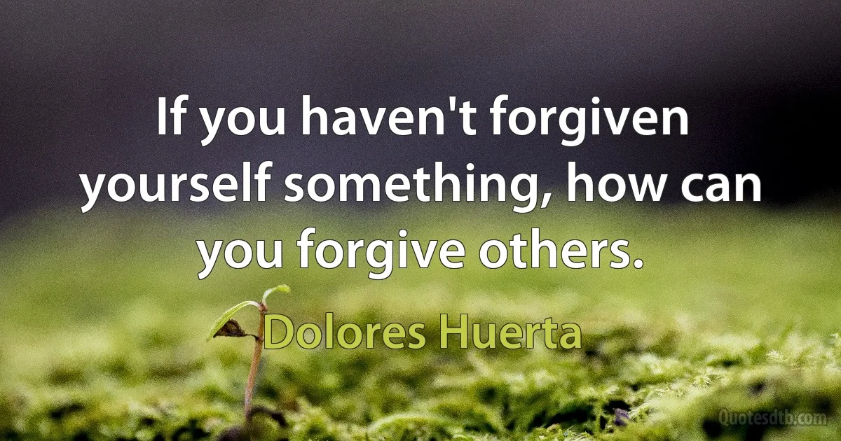 If you haven't forgiven yourself something, how can you forgive others. (Dolores Huerta)