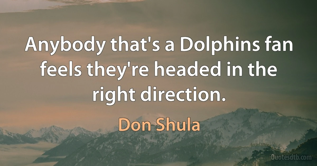 Anybody that's a Dolphins fan feels they're headed in the right direction. (Don Shula)