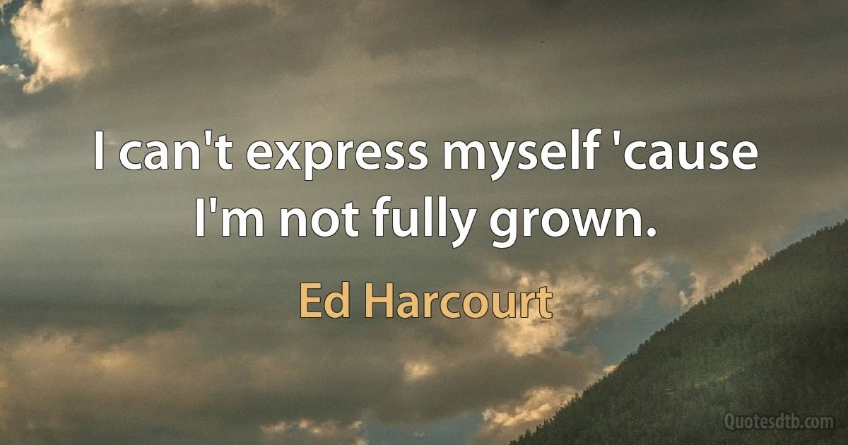 I can't express myself 'cause I'm not fully grown. (Ed Harcourt)