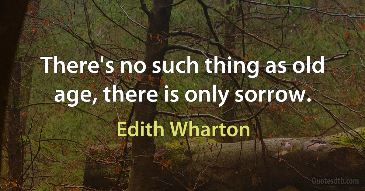 There's no such thing as old age, there is only sorrow. (Edith Wharton)