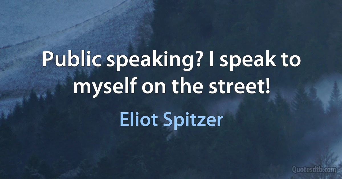 Public speaking? I speak to myself on the street! (Eliot Spitzer)