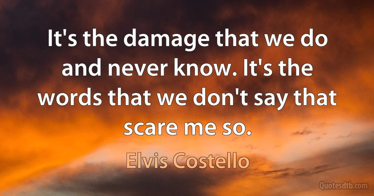 It's the damage that we do and never know. It's the words that we don't say that scare me so. (Elvis Costello)