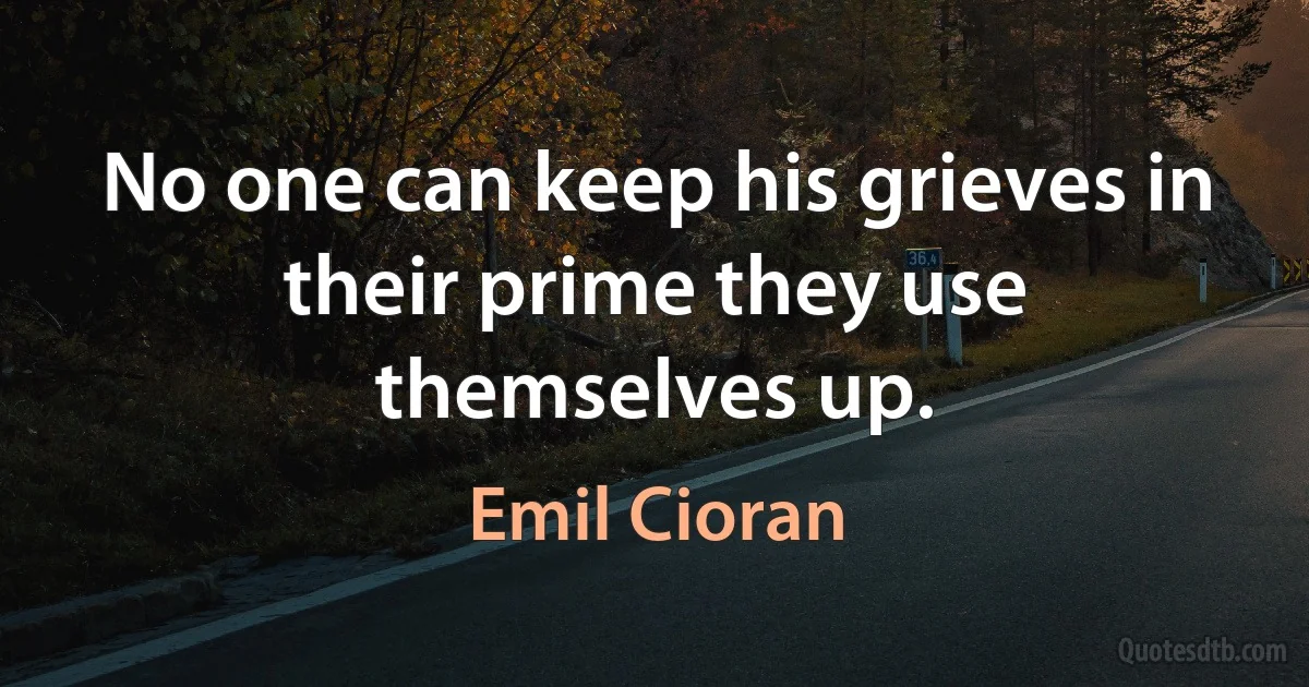 No one can keep his grieves in their prime they use themselves up. (Emil Cioran)