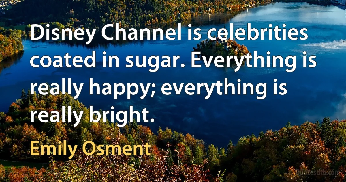 Disney Channel is celebrities coated in sugar. Everything is really happy; everything is really bright. (Emily Osment)