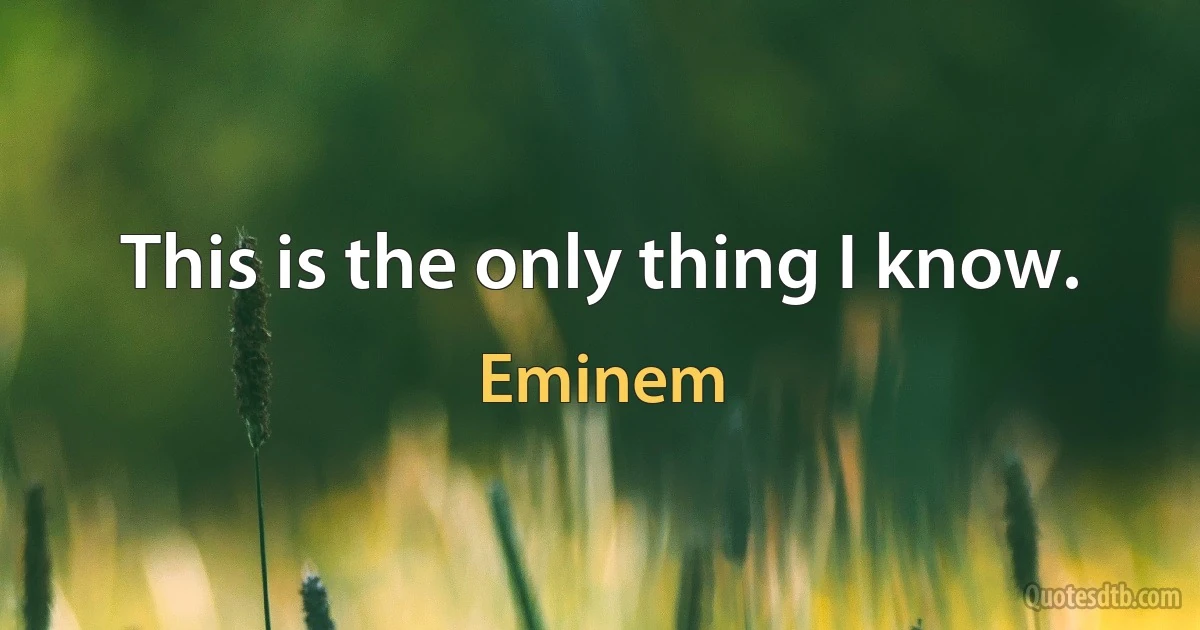 This is the only thing I know. (Eminem)