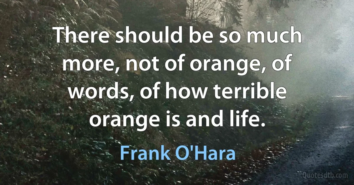 There should be so much more, not of orange, of words, of how terrible orange is and life. (Frank O'Hara)