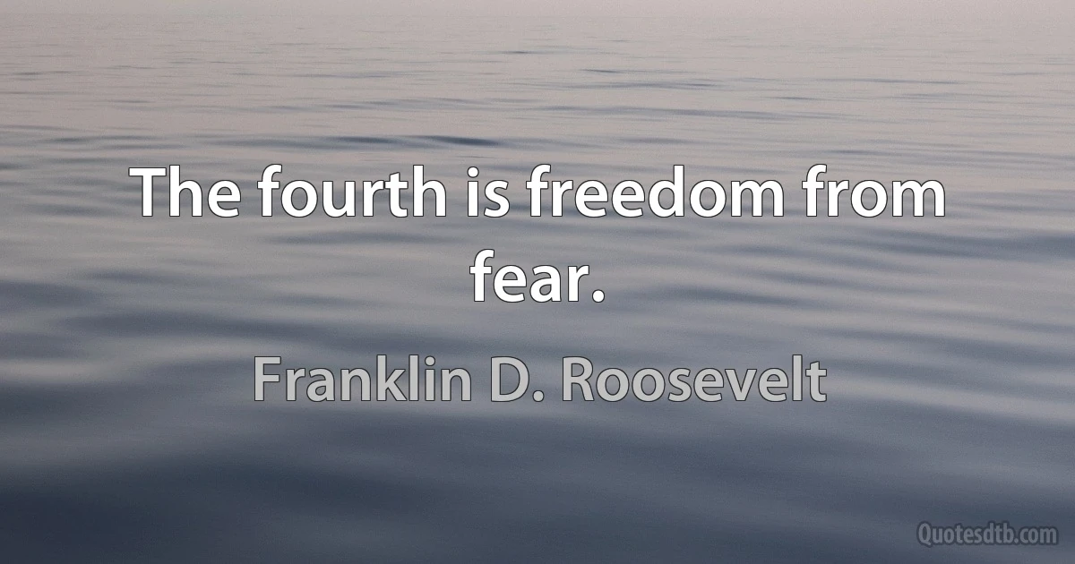 The fourth is freedom from fear. (Franklin D. Roosevelt)