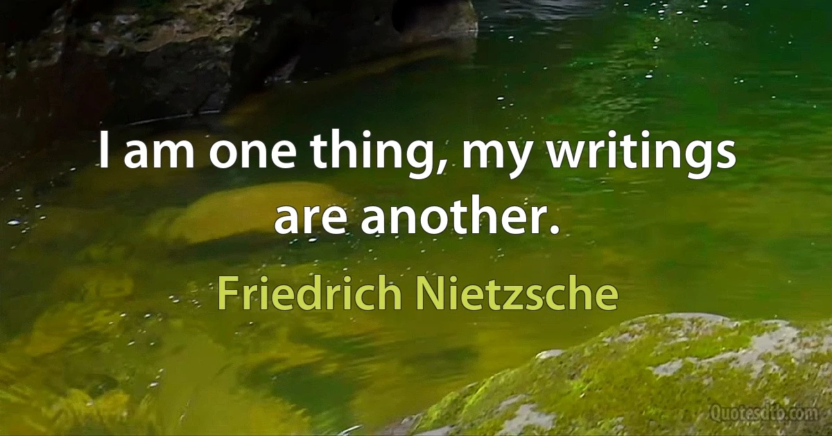 I am one thing, my writings are another. (Friedrich Nietzsche)