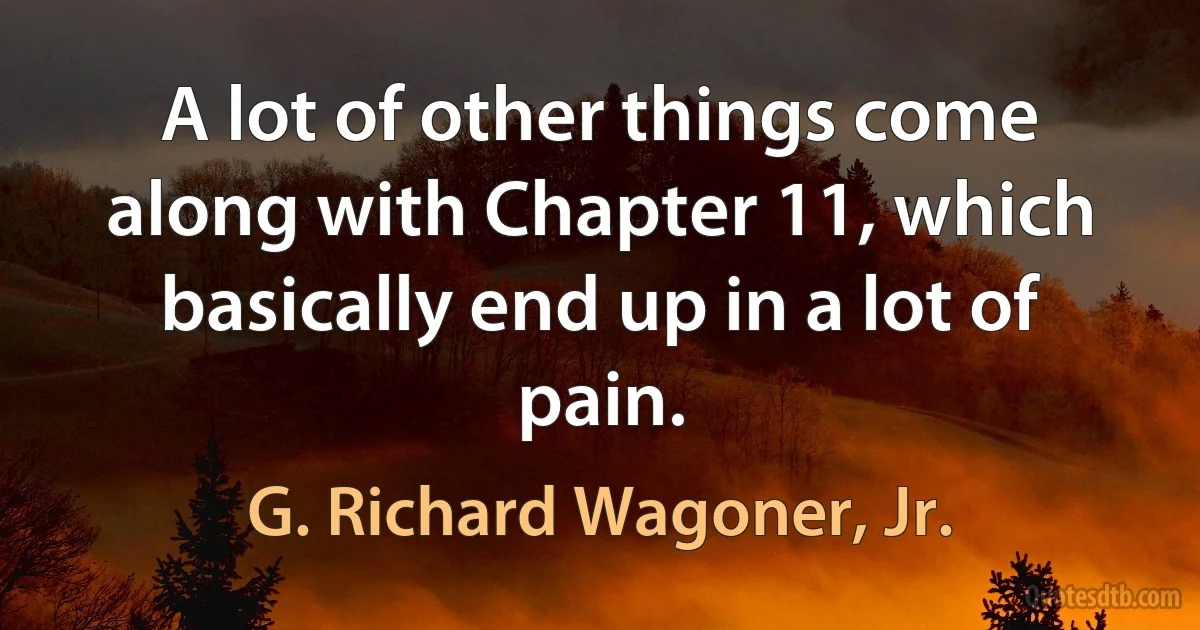 A lot of other things come along with Chapter 11, which basically end up in a lot of pain. (G. Richard Wagoner, Jr.)