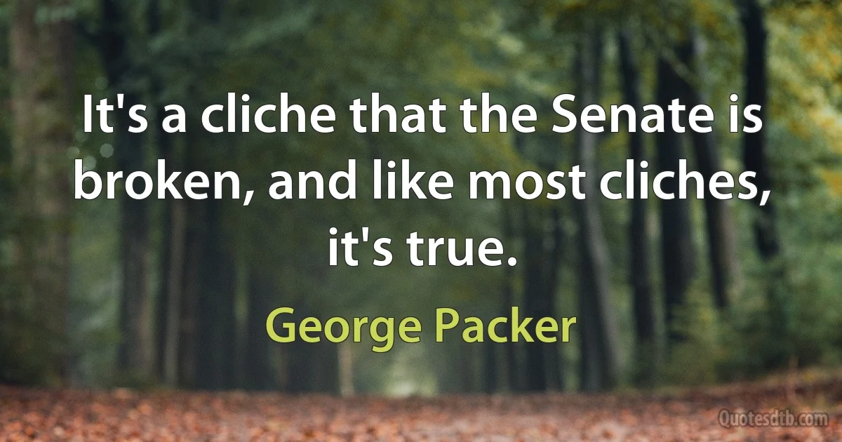 It's a cliche that the Senate is broken, and like most cliches, it's true. (George Packer)