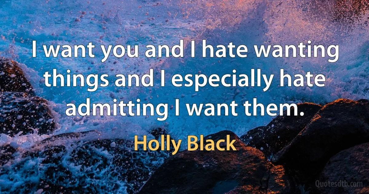 I want you and I hate wanting things and I especially hate admitting I want them. (Holly Black)